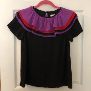 Kate Spade Ruffle Collar Silk Top